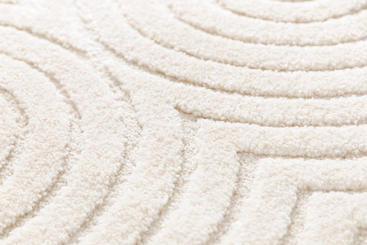 RUNDER Design Teppich mit Reliefeffekt elfenbein weiss - Weiß, Textil (120/120cm) - AFK Living