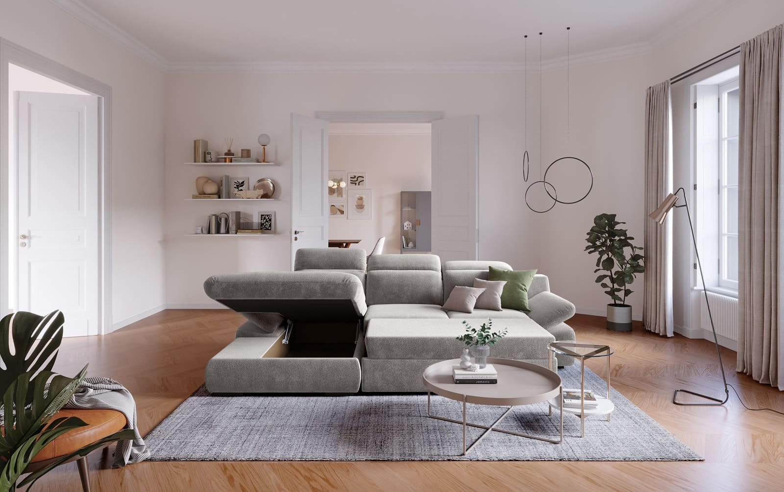 Thumbnail - Cotta Ecksofa, Hellgrau, Textil, Echtholz,Fichte, L-Form,L-Form, 276x168 cm, Wohnzimmer, Sofas & Couches, Wohnlandschaft...
