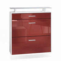 ORMARIĆ za cipele Malea Bijela mat/Bordo visoki sjaj (89 x 96 x 23 cm) - bordo, drvni materijal (89/96/23cm) - Vladon