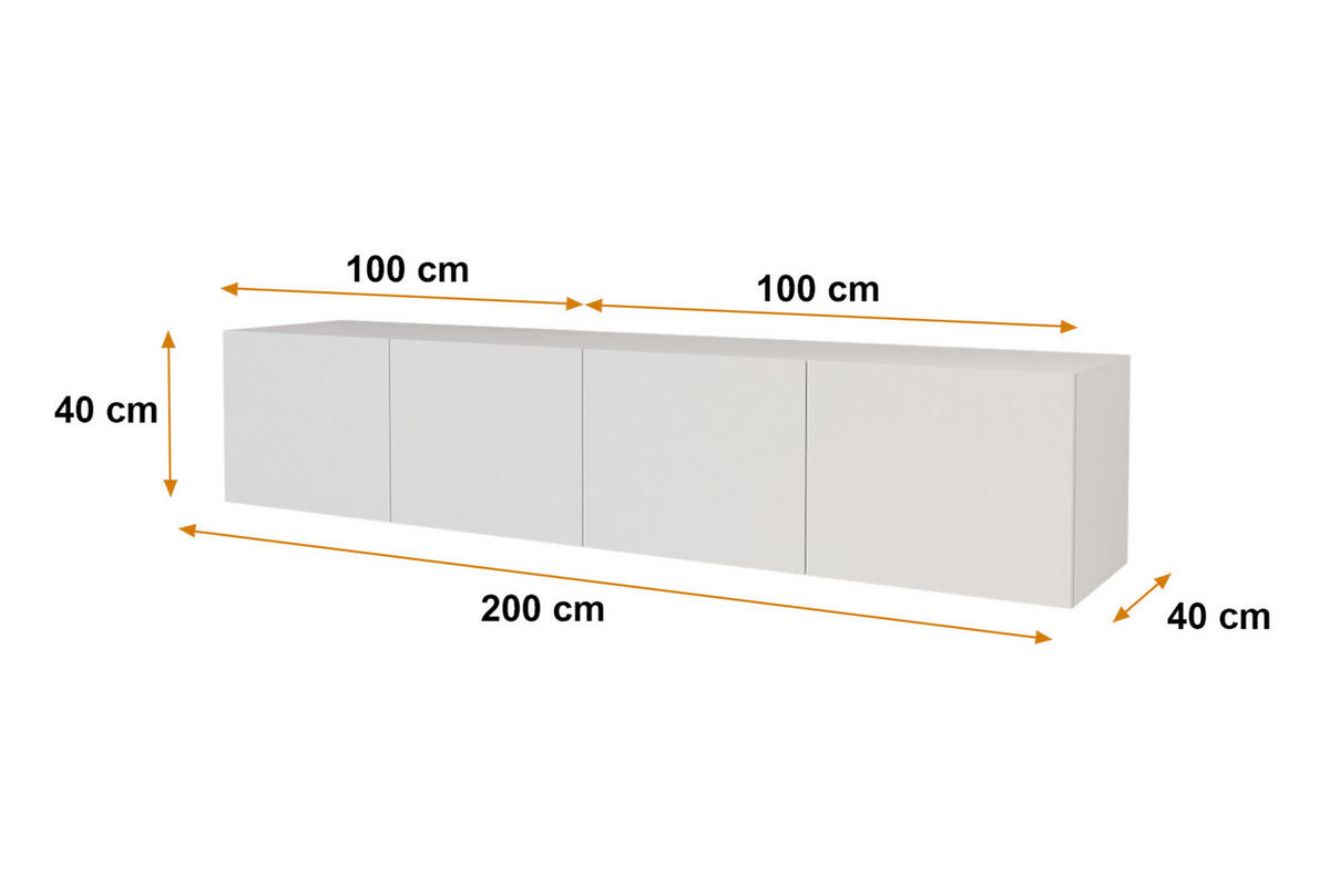 LOWBOARD ELIO-W 2x100x40x40 cm - Weiß - Weiß, Holzwerkstoff (200/40/40cm) - ALTDECOR