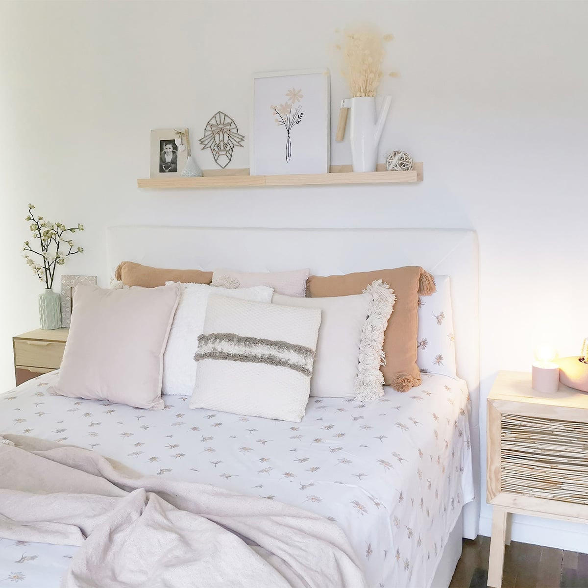 WANDREGAL aus massiver Kiefer - L60 x H7 cm - Eschefarben, Holzwerkstoff (60/7/60cm) - Calicosy