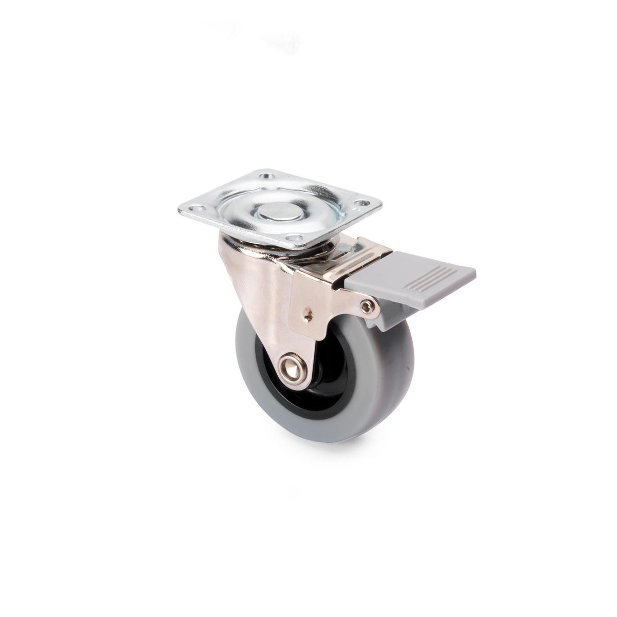 ROLLEN Slip mit Montageplatte, Durchmesser 50mm, Stahl und Kunststoff, Grau 4er-set - Grau, Metall (4.2/7/4.2cm) - EMUCA