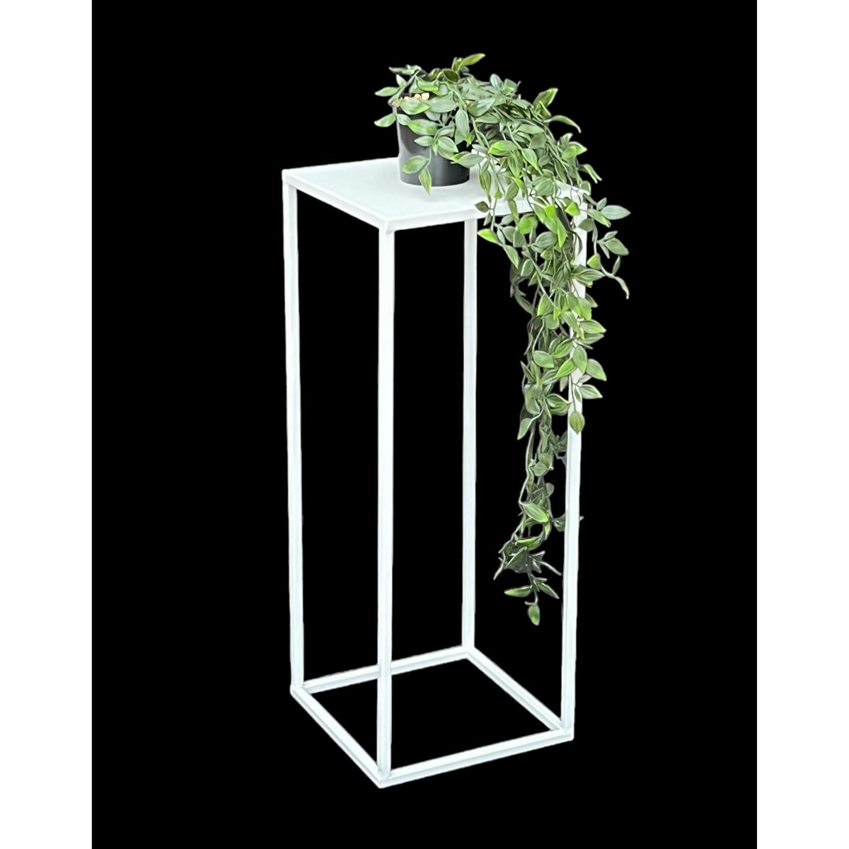 DANDIBO Blumenhocker Metall Weiß Eckig 60 cm Blumenständer Beistelltisch 96482 M Blumensäule Modern Pflanzenständer Pflanzenhocker - Weiß, Metall (23/60/23cm) - DanDiBo