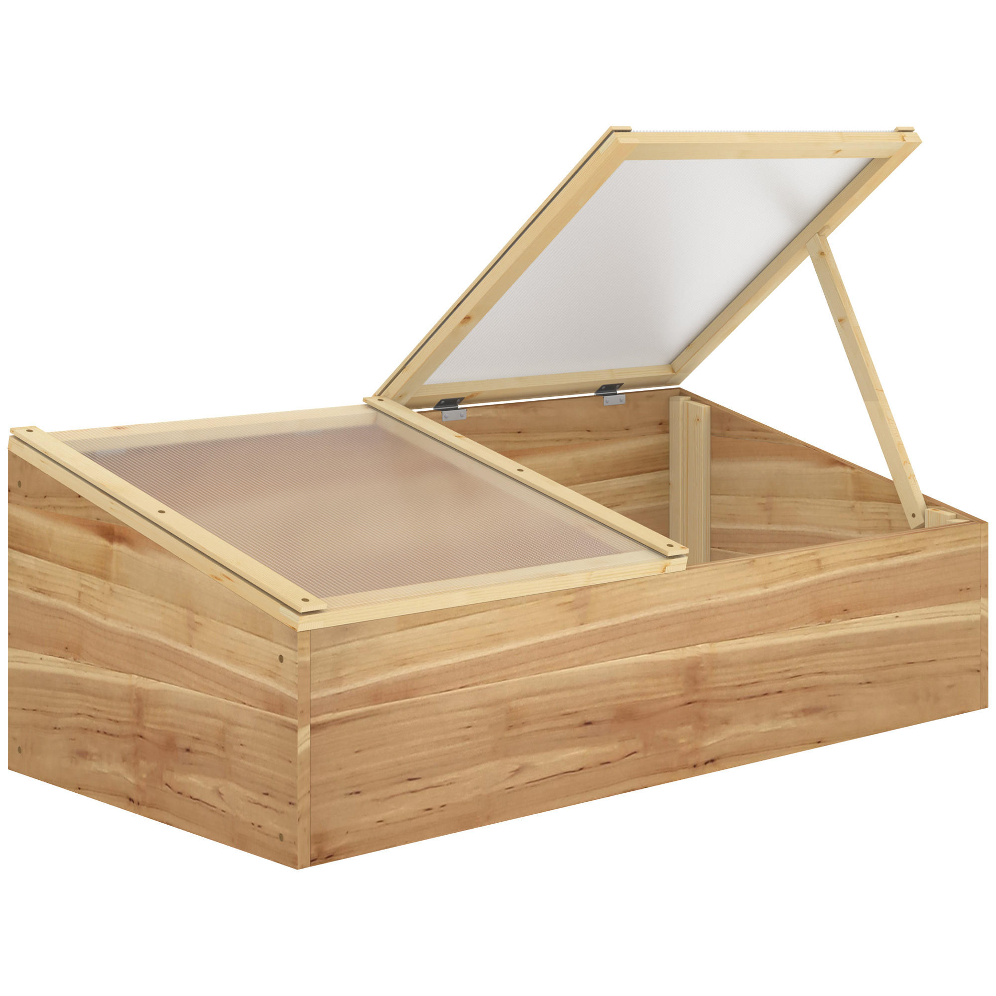 MINI-GEWÄCHSHAUS, Setzlinge, 100x50x36cm, Satteldach, Polycarbonat, Tannenholz - Multicolor, Kunststoff (100/36/50cm) - FORIOUS