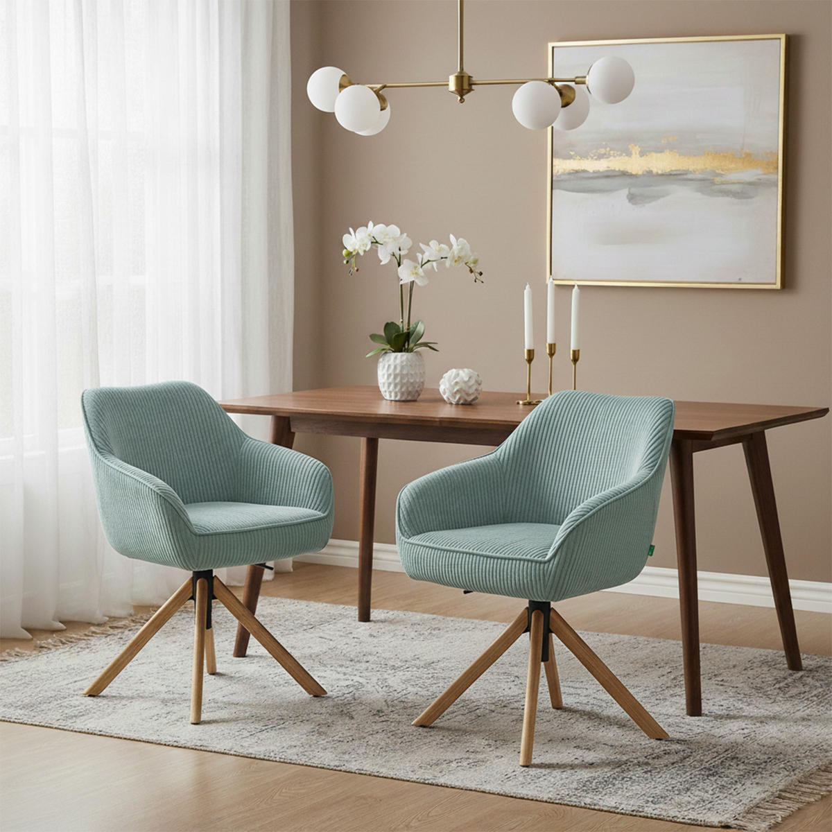 BÜROSTUHL Mika-Olea - Honigeiche/Hellblau, Eichenholz/Holz (60/83/61cm) - DUBI Möbel