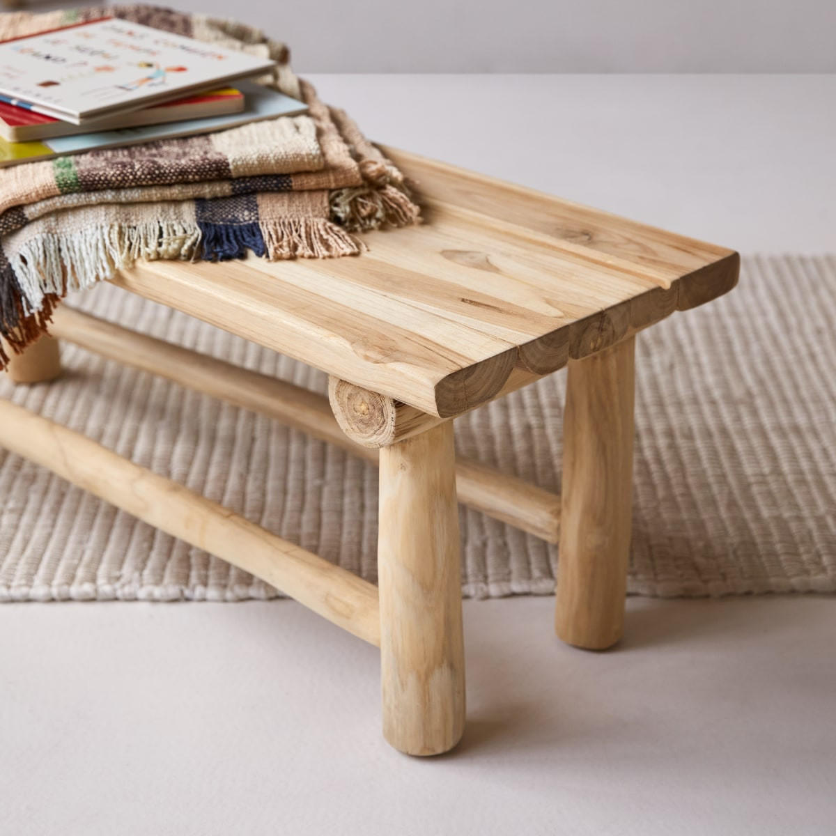 KINDERBANK Kilim, Farbe Naturell, Teakholz - Naturfarben, Holz (30/30/30cm) - Sonett