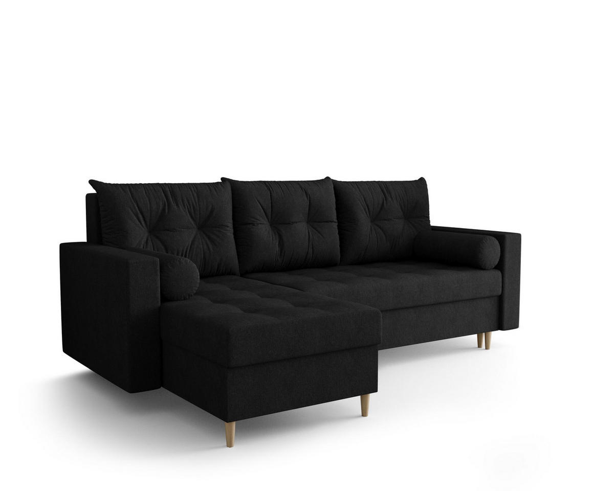 ECKSOFA SKANDI Cosmic 100 Links mit Schlaffunktion - Schwarz, Textil (230/145cm) - Bedante