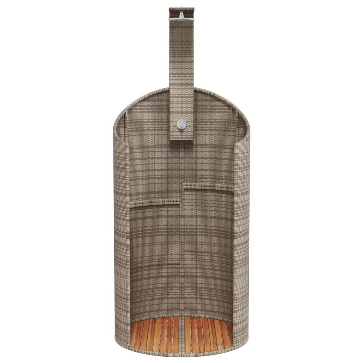 GARTENDUSCHE Grau 100/100/241.5 Cm Poly Rattan Akazienholz - Grau, Holz (100/241.5/100cm) - vidaXL