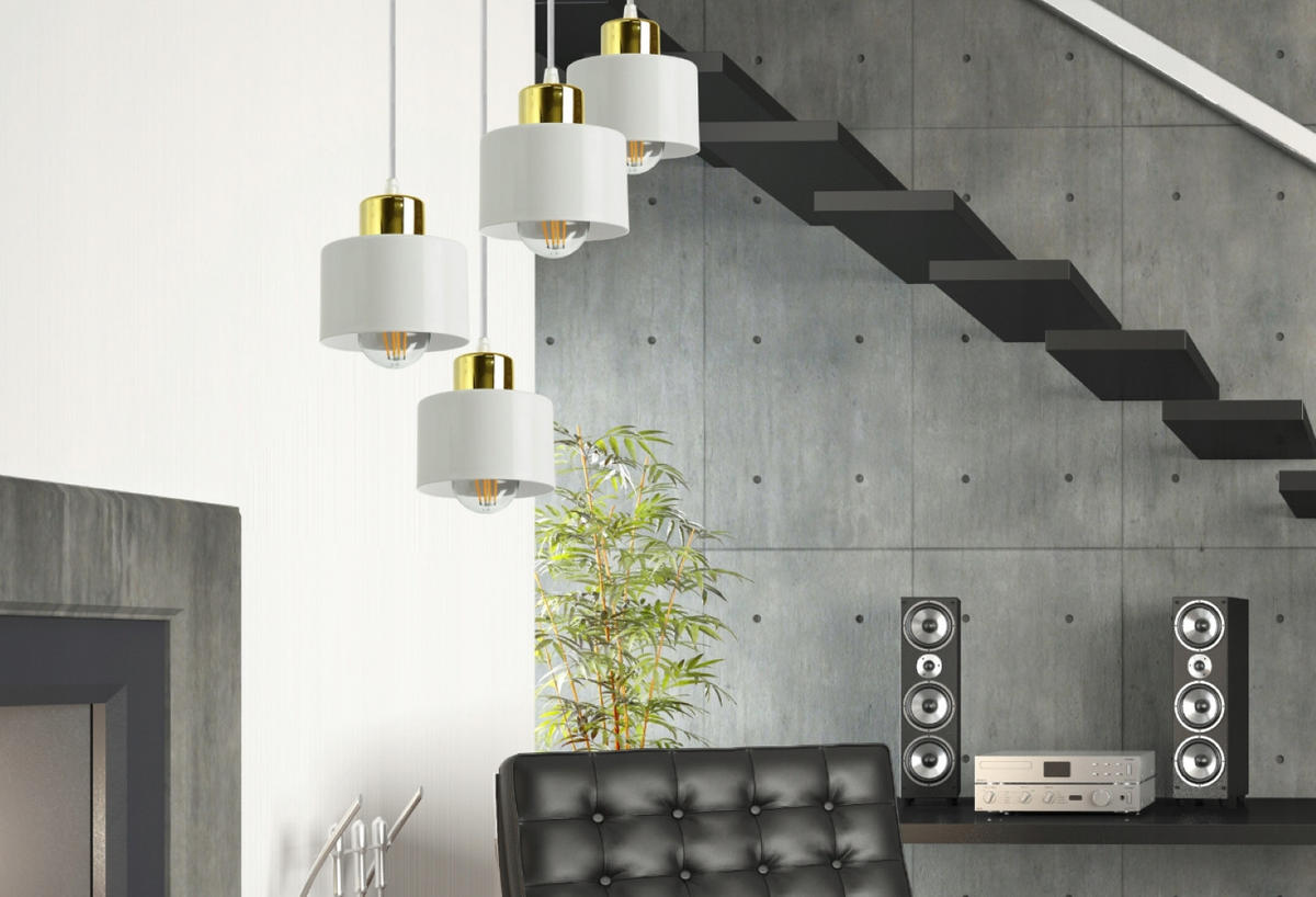 PENDELLEUCHTE Roller - Goldfarben/Weiß, Metall (30/30/70cm) - kiki design