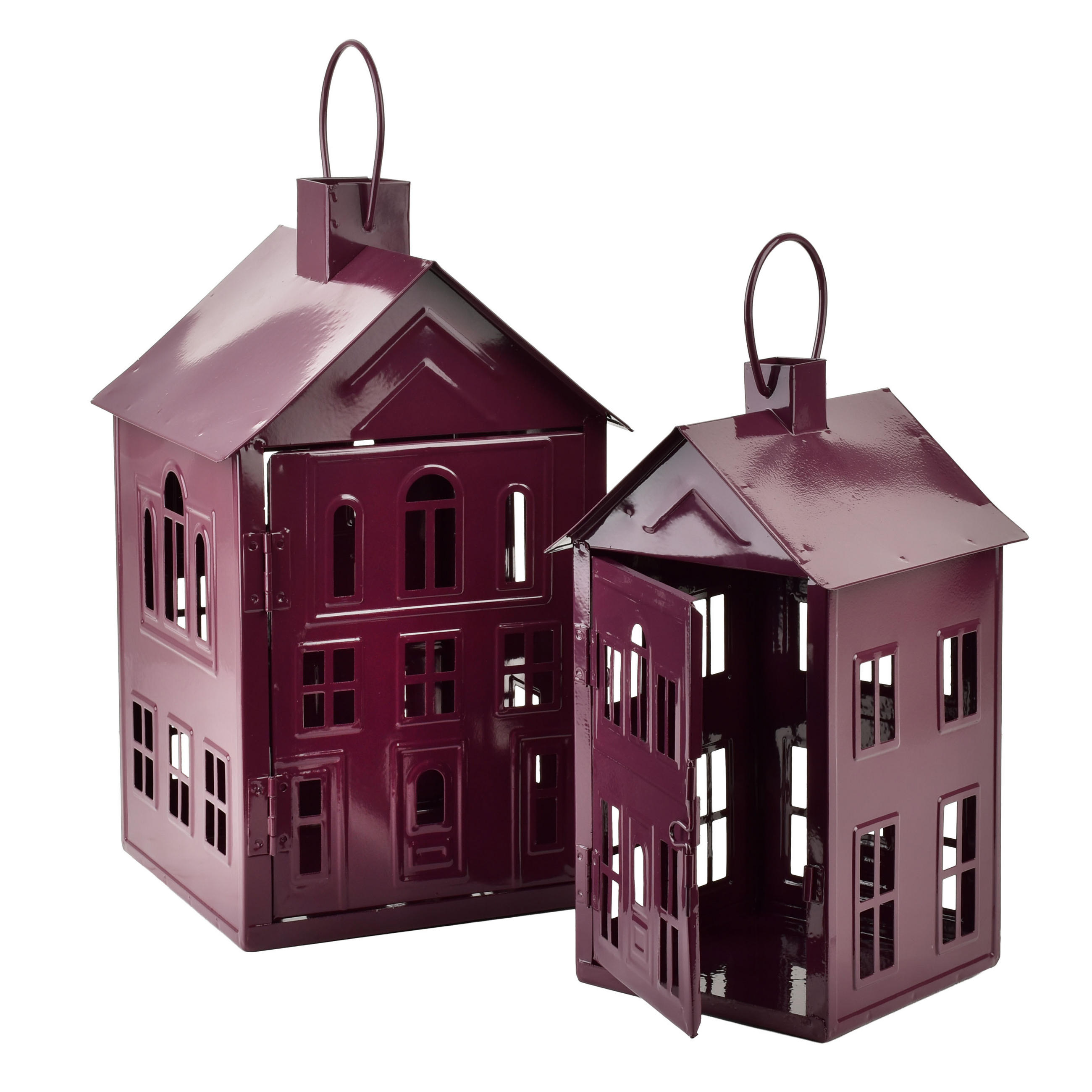LATERNENHAUS Roger Violett 20,3x20xh33,8 cm Metall - Violett, Metall (20/33.8/20.3cm) - Mondex