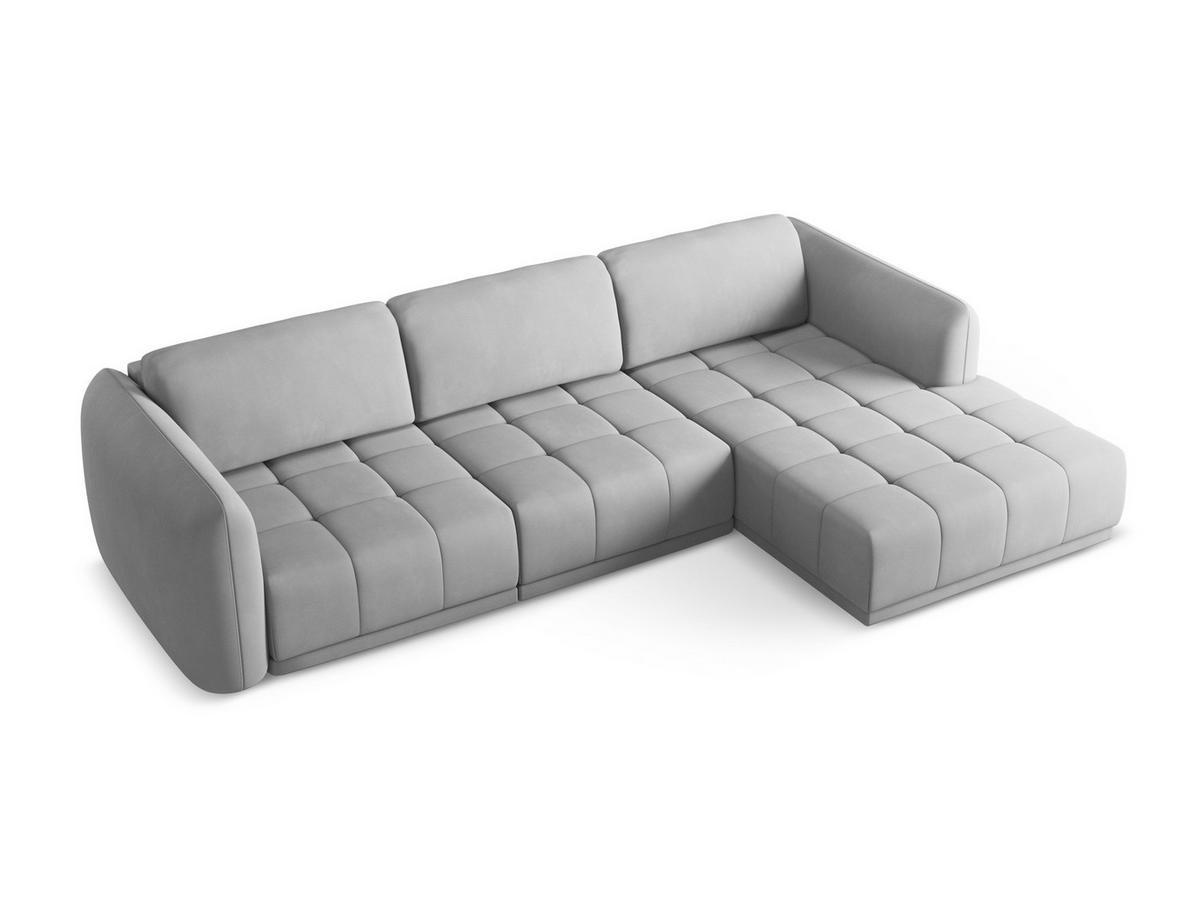 ECKSOFA Rechts Chenille Stoff Grau - Hellgrau/Schwarz, Kunststoff/Textil (290/170cm) - Makamii