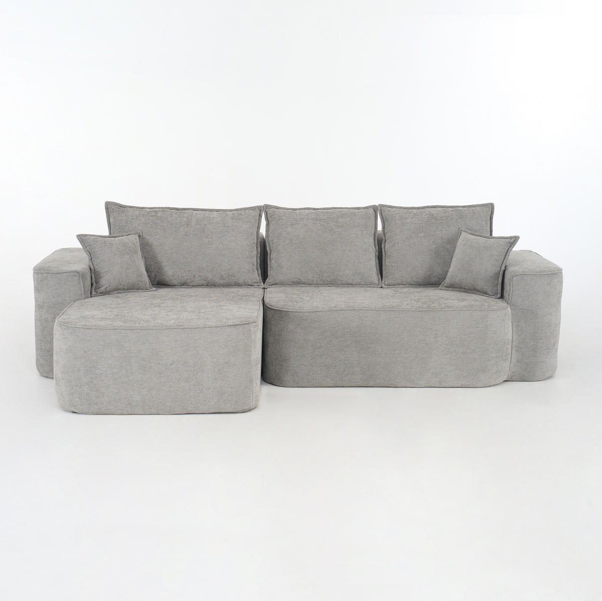 ECKSOFA 262 cm aus Chenille mit modularem Boneless-Design Grau - Grau, Textil (144/262cm) - Modenvie