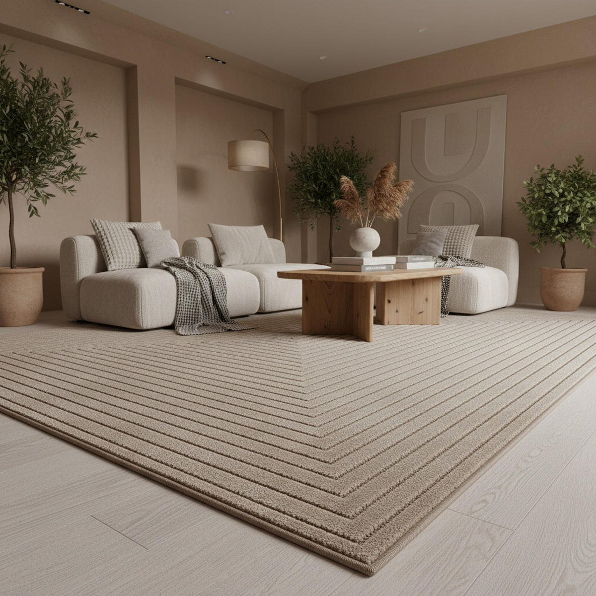 TEPPICH In-/Outdoor Kurzflor Skandinavisch Muster Polypropylen Terrasse Beige Rechteckig 120x170 - Beige, Textil (120/170cm) - KADIMA DESIGN