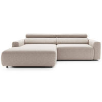 ECKSOFA Fando mit Schlaffunktion, L-Form, 4-Sitzer 252 cm, links Flechtstoff Hellbeige - Ecru/Schwarz, Holz/Kunststoff (252/182cm) - Selsey