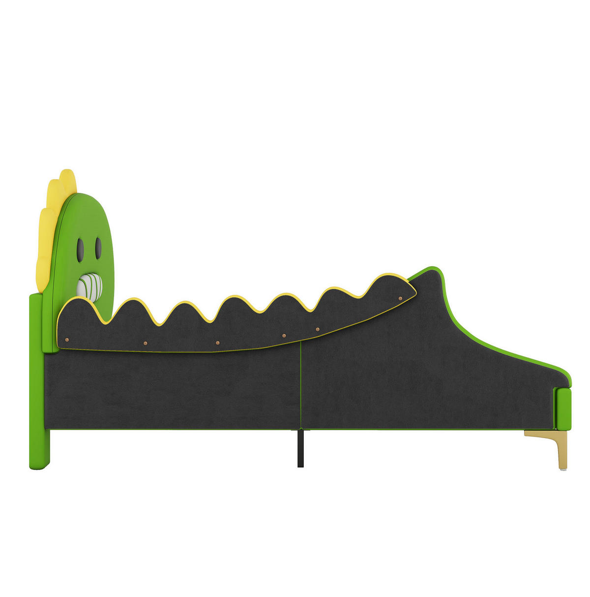 KINDERBETT 90/200 cm Grün aus PU im Dinosaurier-Design - Grün, Kunststoff (90/200cm) - Flora Grace