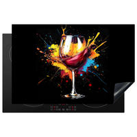 HERABDECKPLATTE - Wein - Glas - Graffiti - Getränk - Rot - Farbe - 83x52 - Weinrot, Kunststoff (83/52/0.2cm) - MuchoWow