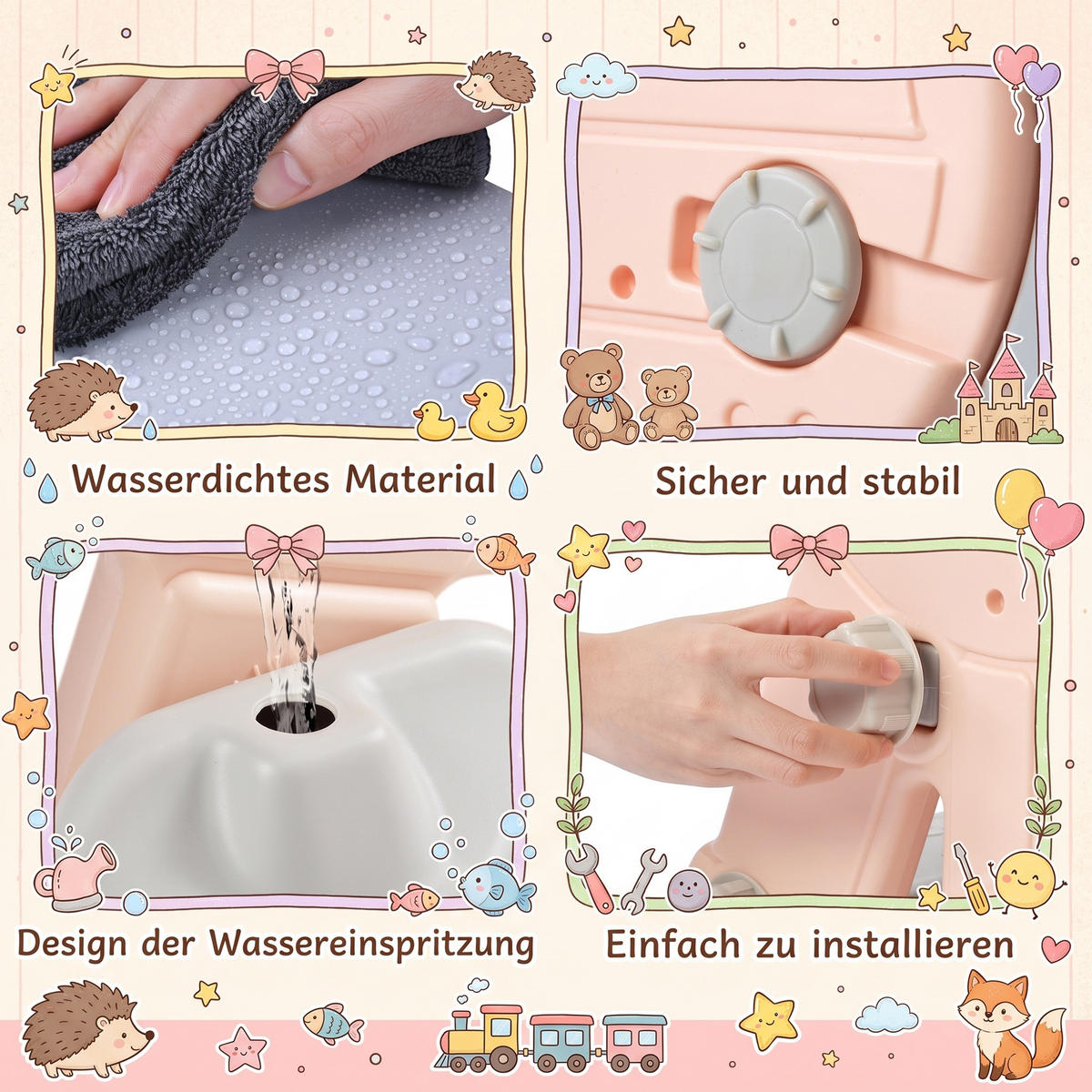 KINDERRUTSCHE 4 in 1 Indoor und Outdoor Babyrutsche mit Basketballkorb, Rosa - Rosa, Kunststoff (118/102/140cm) - GENKI LIVING
