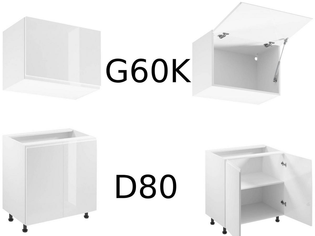 ECKKÜCHE 350 x 290 cm - Aspen K92-M350 - in Weiß /Hochglanz - Weiß, Holz/Holzwerkstoff (640/212/58cm)