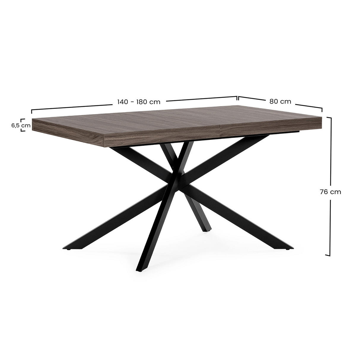 MASA DE MASA Palermo aspect de nuc comun, 140-180 cm - culoare nucă, compozit lemnos (80/140/75cm) - VS Venta-stock