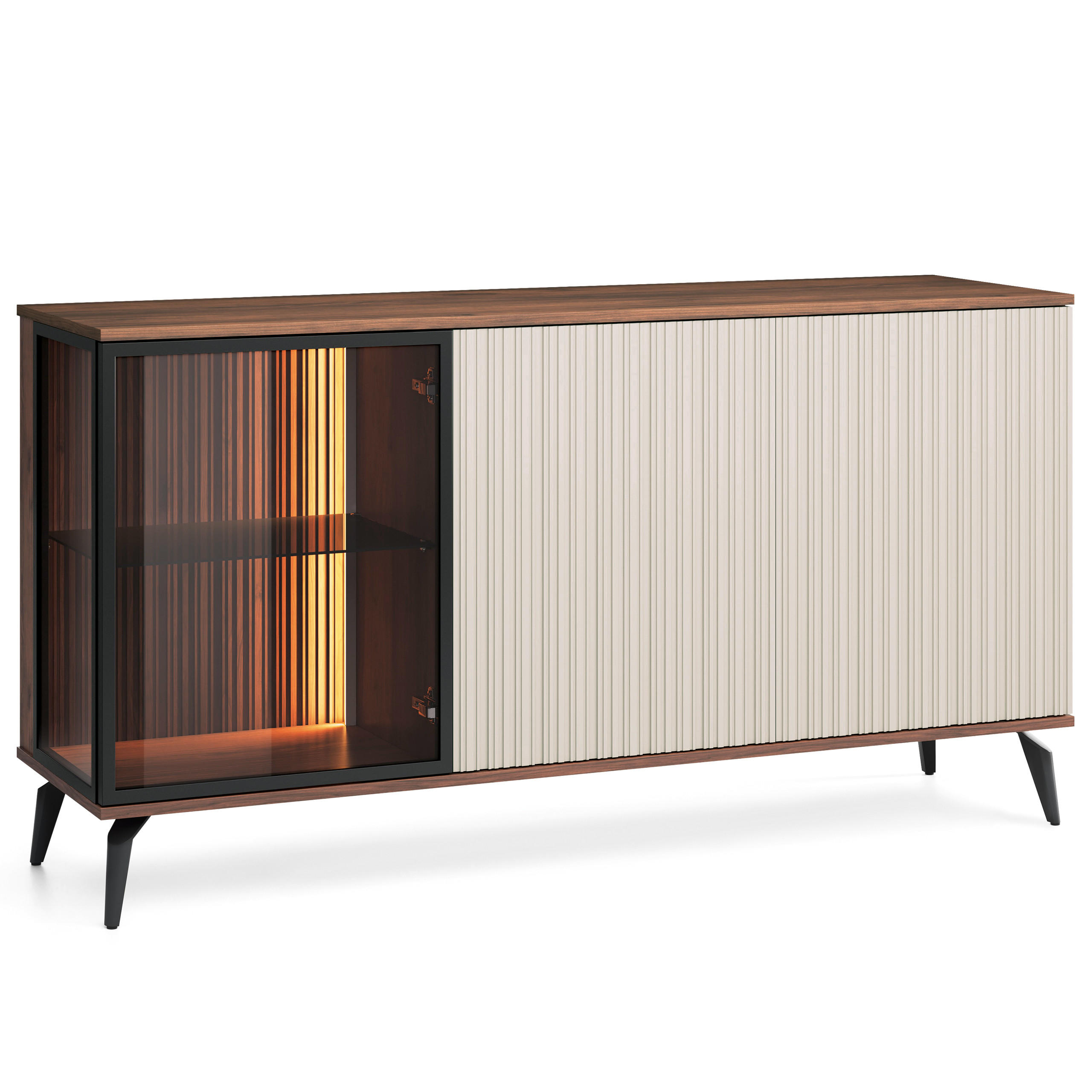 SIDEBOARD TRAMONTO 154/80/39cm 3 Türen Nussbaumfarben - Kaschmir/Nussbaumfarben, Holzwerkstoff (154/80/39cm) - MASSENO