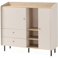 KOMMODE Alex für Jugendzimmer mit 2 Türen, 2 Schubladen - Beige/Schwarz, Holzwerkstoff (125/115/42cm) - Beautysofa