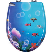 WC SITZ mit Absenkautomatik, Duroplast, Fische Oval - Blau/Weiß, Kunststoff (37/2.51/45cm) - Woltu