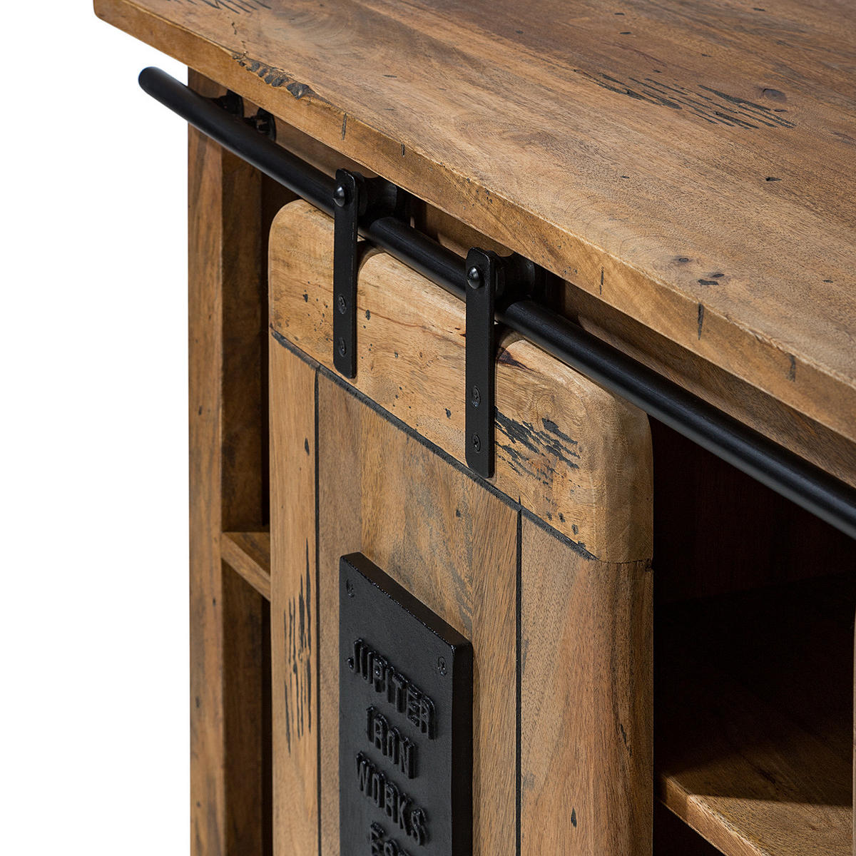 SIDEBOARD - Mango massiv / Eisen - Mango / Schwarz - Braun, Holz/Metall (128/70/45cm) - home24