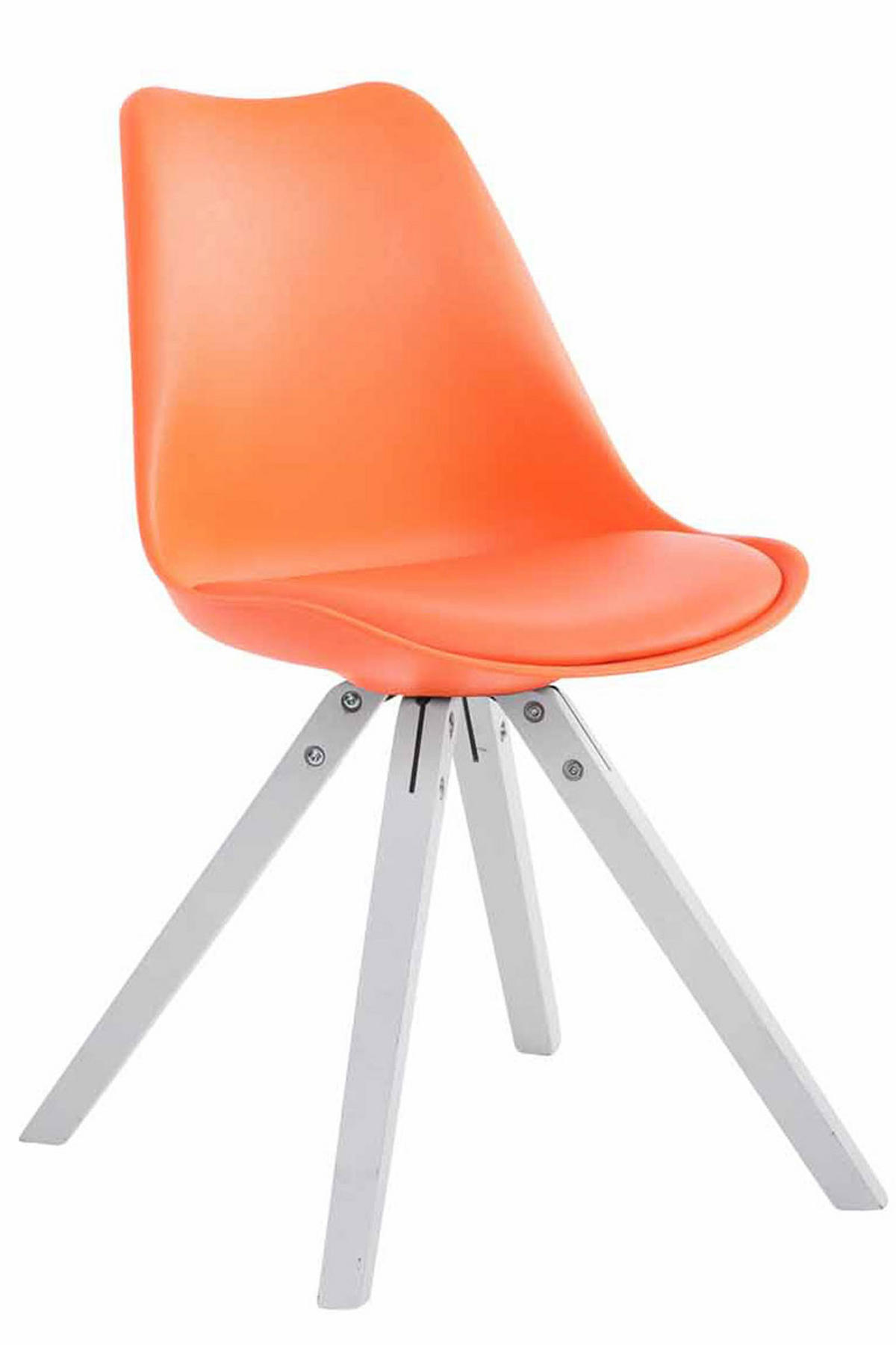 STUHL Lederlook orange - Weiß/Orange, Holz/Textil (47.5/83/55.5cm) - CLP