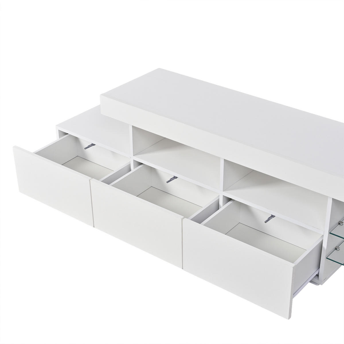 TV-SCHRANK LED Hochglanz 3 Schubladen 180cm Weiß - Weiß, Holzwerkstoff (180/45/35cm) - FLIEKS