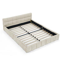 POLSTERBETT 140/200 cm mit quadratischer Steppung und stabilem Holz-Metall-Rahmen, Beige - Beige, Kunststoff (140/200cm) - Redom