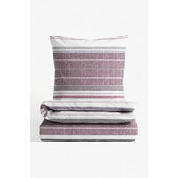 BETTWÄSCHE-GARNITUR Premium Satin Querstreifen beere, 155x220 cm + 80x80 cm - Beere, Textil (155/220cm) - biberna