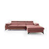 ECKSOFA FIORE Rosa Velours-Stoff mit Schlaffunktion - Rosa, Holz (280/193cm) - MASSENO