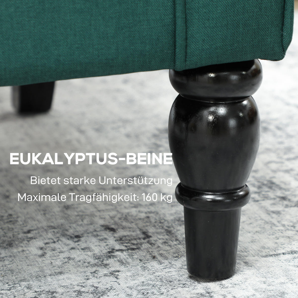 EINZELSESSEL Polyester Holz Dunkelgrün - Dunkelgrün/Schwarz, Holz/Textil (74/102/86cm) - HOMCOM