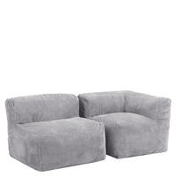 SITZSACK-SOFA 2-tlg.: Ecksessel, Sessel - Grau, Textil (195/68/100cm) - icon
