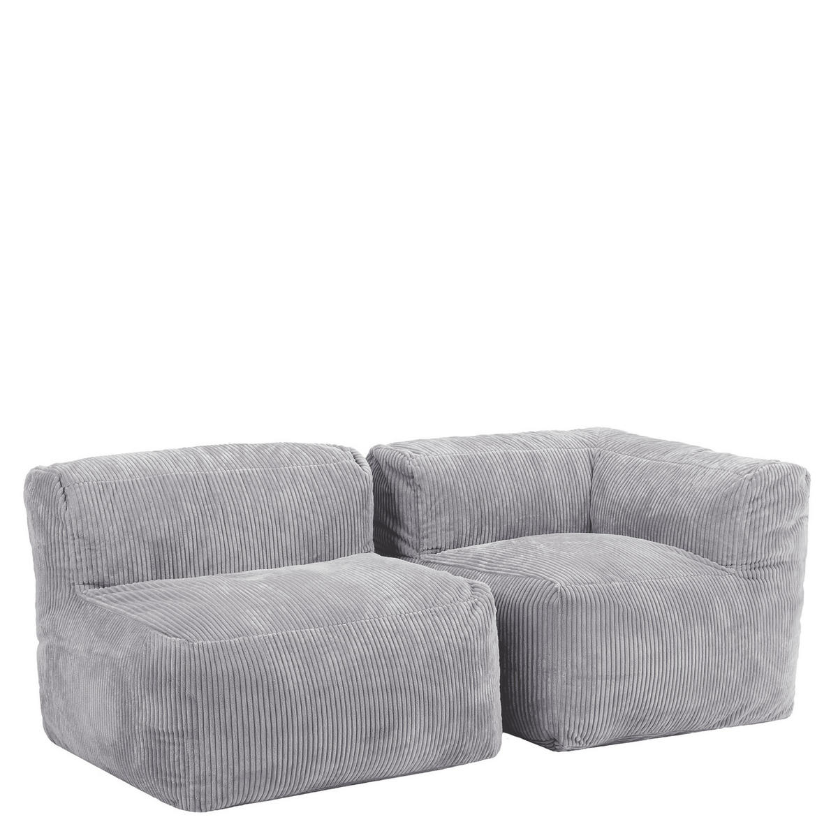 SITZSACK-SOFA 2-tlg.: Ecksessel, Sessel - Grau, Textil (195/68/100cm) - icon