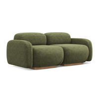 3-SITZER SOFA Chenille Stoff Grün - Braun/Olivgrün, Holz/Textil (190/73/95cm) - Makamii