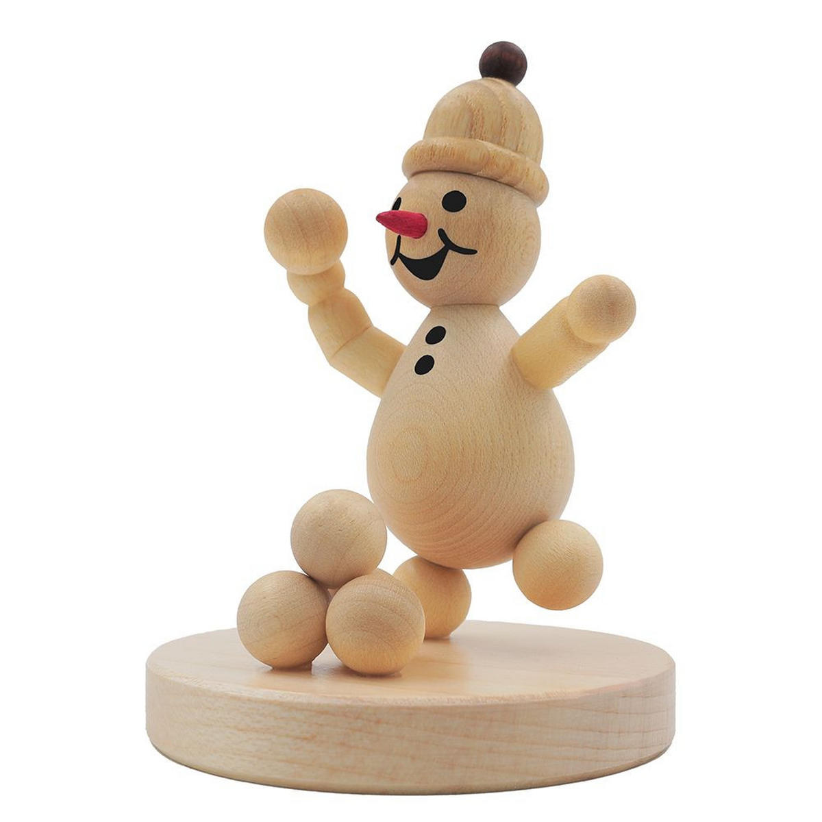 HOLZFIGUR Schneemann Junior Schneeballwerfer auf Sockel 9 cm - Multicolor, Holz (7/1/0.1cm)