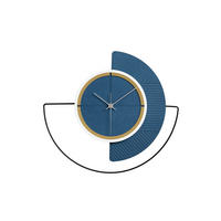 WANDUHR Design Blau 55/50 cm - Blau, Holzwerkstoff/Metall (1.8/50/1cm) - ONZENO