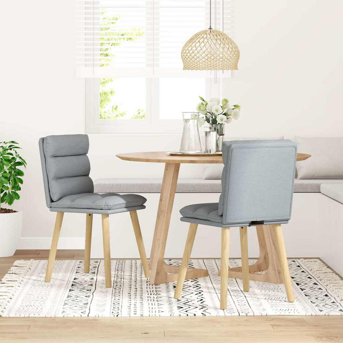 ESSZIMMERSTÜHLE 2 Stk. Hellgrau Stoff 45*54*86cm - Hellgrau, Metall (45/86/54cm) - ZMH