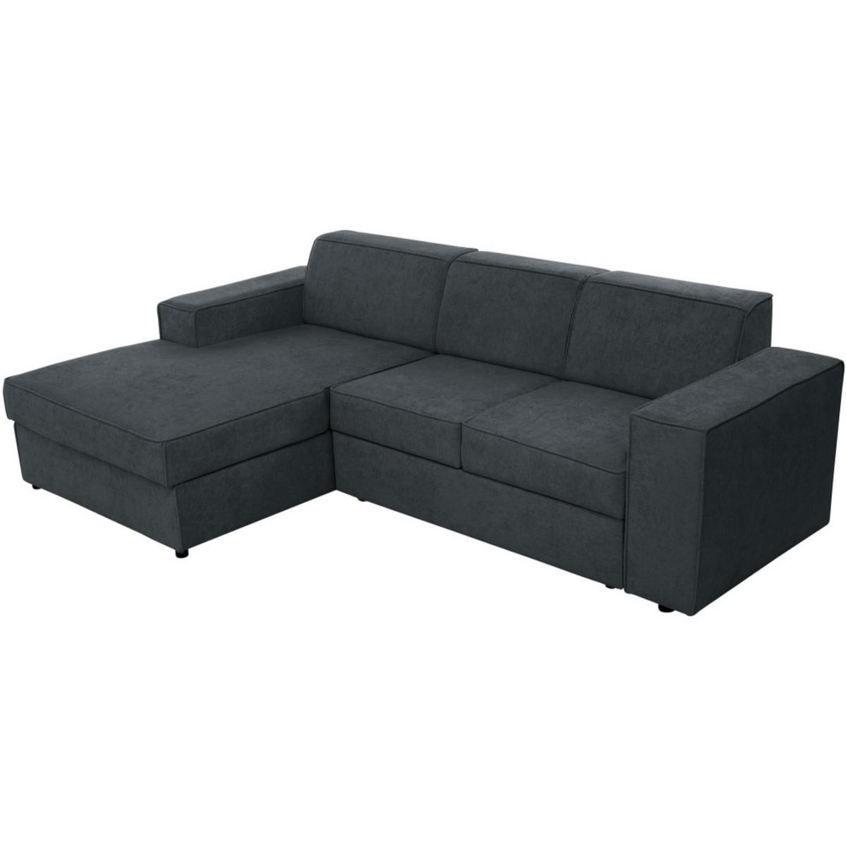 ECKSCHLAFSOFA mit Schlaffunktion Pedro L dunkelgrau links - Dunkelgrau/Schwarz, Kunststoff/Textil (267/160cm) - Beautysofa