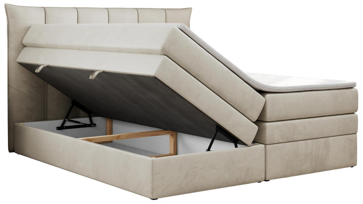 BOXSPRINGBETT PREMIUM 10 KING 120/200 Beige Velvet - H3 - Beige, Holz/Textil (120/200cm) - MKS