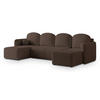 WOHNLANDSCHAFT NUBERO Braun Boucle-Stoff mit Schlaffunktion - Braun, Holz (220/85/143cm) - MASSENO