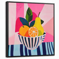 LEINWAND Bilder mit Rahmen - Obst - Abstrakter Hintergrund - Rosa - 50x50 - Pink, Textil (50/50cm) - MuchoWow
