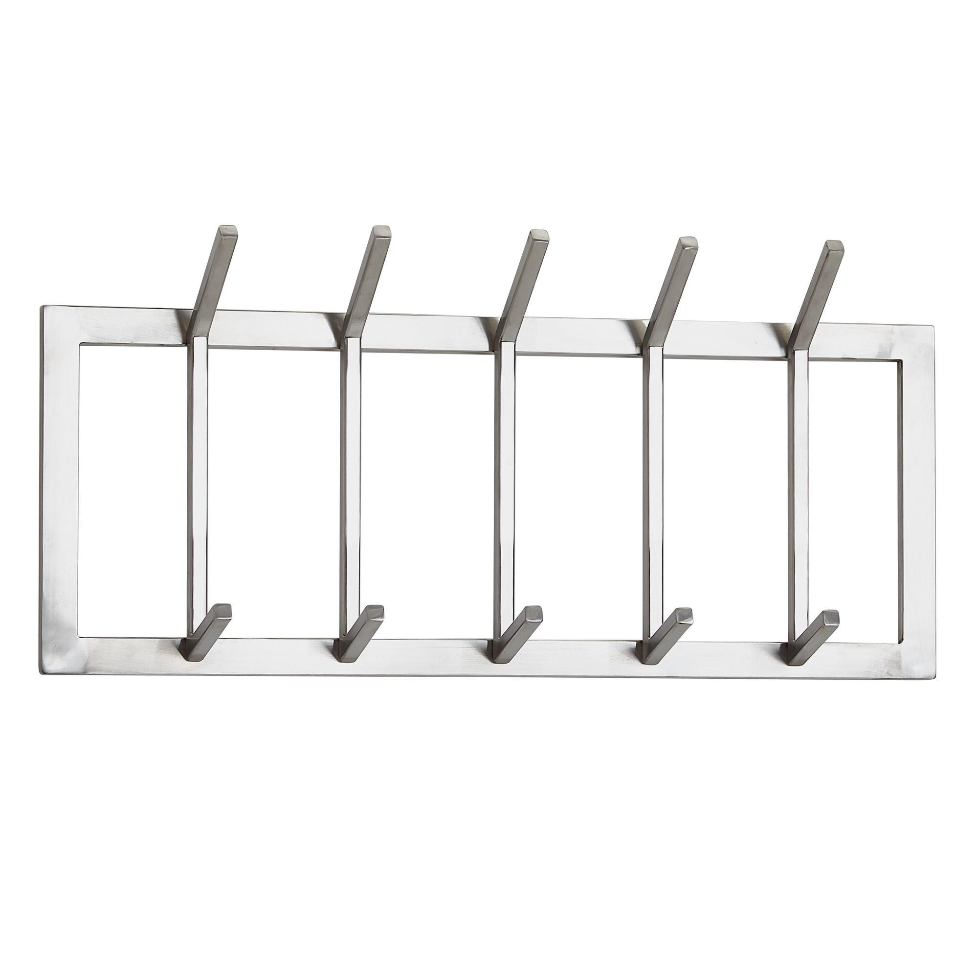WANDGARDEROBE Metall Silber Modern mit 10 Haken - Silberfarben, Metall (65/30/10cm) - KADIMA DESIGN