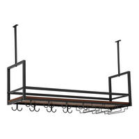 VINNÝ REGÁL Borejle - černá/barva vlašského ořechu, kov/kompozitní dřevo (100/64.5/30cm) - [en.casa]