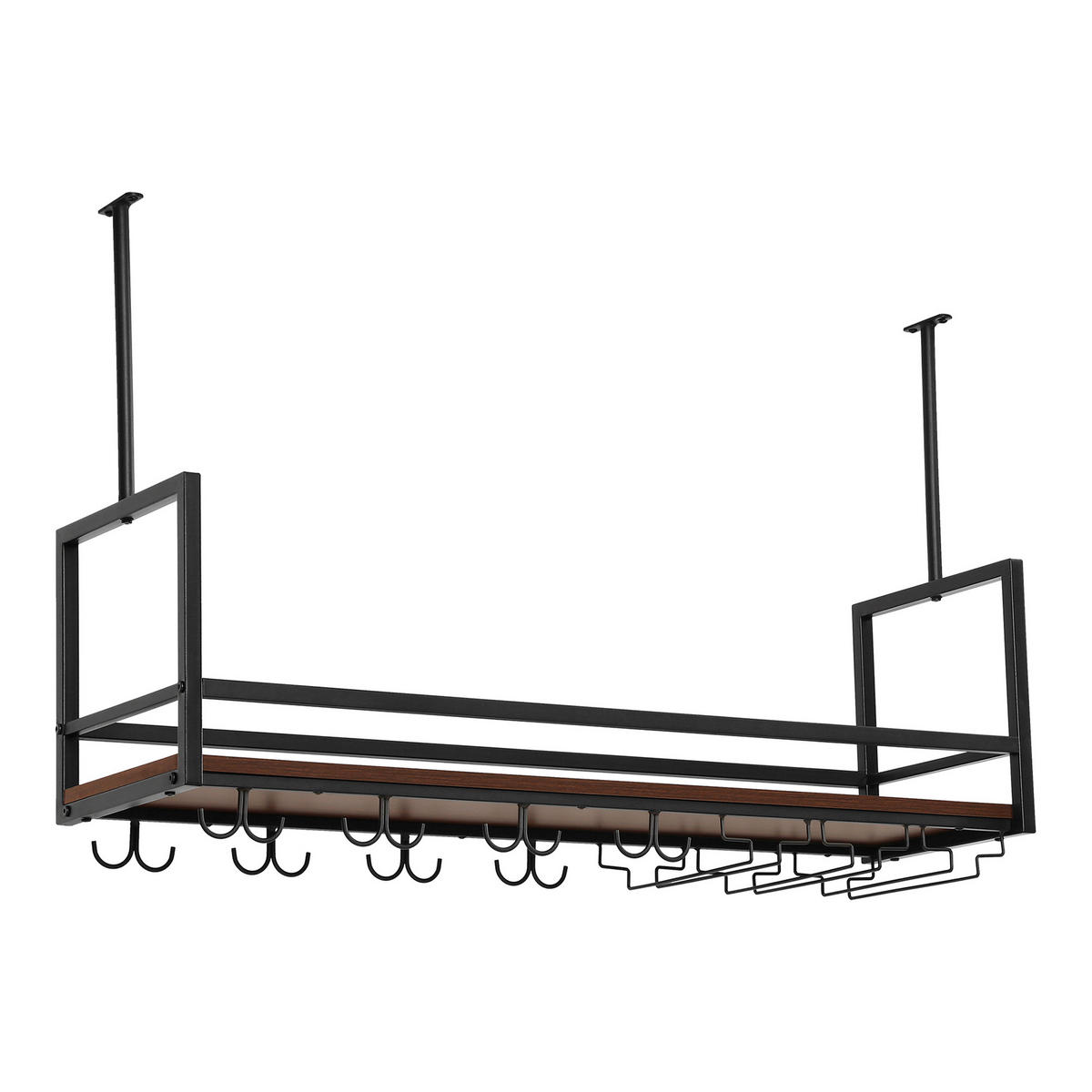VINNÝ REGÁL Borejle - černá/barva vlašského ořechu, kov/kompozitní dřevo (100/64.5/30cm) - [en.casa]