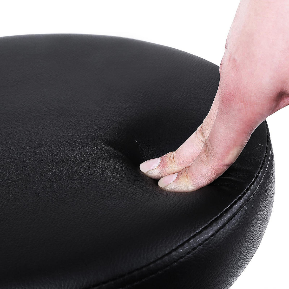 DREHHOCKER SITZ - Schwarz, Leder (35/58/35cm) - Hansiro