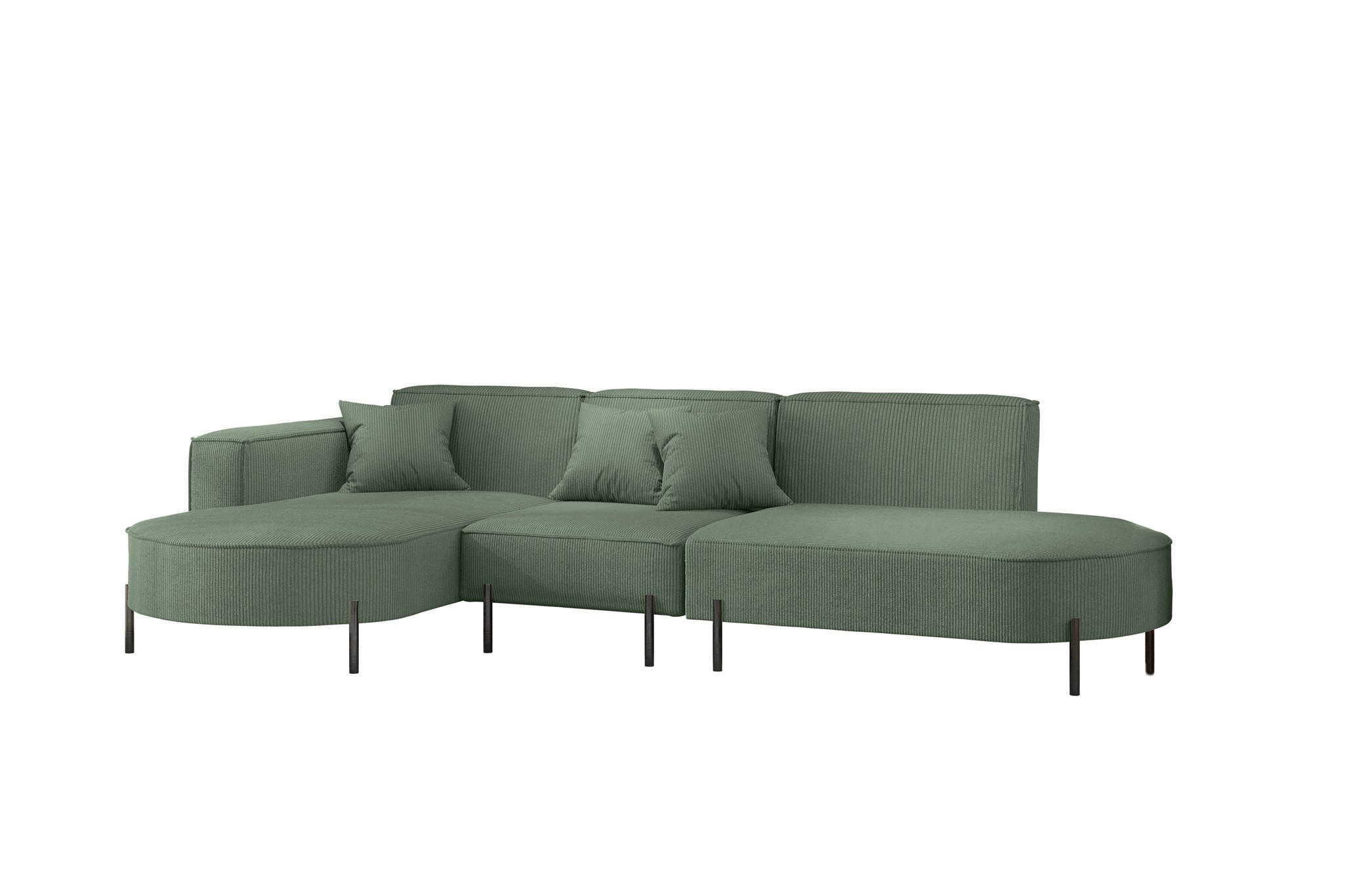 ECKSOFA Valencia - Grün, Holzwerkstoff/Textil (321/165cm) - Fun Möbel