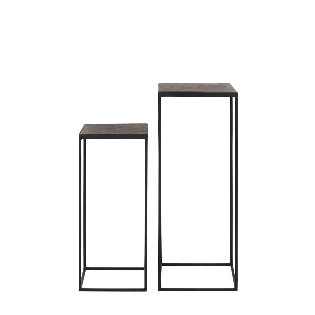 BEISTELLTISCH CHISA 2er Set, Mangoholz, Braun-Schwarz - Braun, Holz (38/38/100cm) - Light & Living