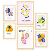 POSTER Set Mit 6 Lebensmittel Und Ernährungs Seltene Früchte Natur Und Ernährungs Für Innenarchitektur A3 & A4 Rahmen Aus Hellem Holz - Beige, Papier (29/3cm) - Nacnic